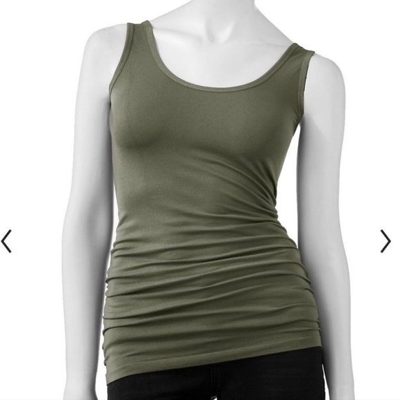 Rock & Republic Seamless Olive Green Tank Top New Without Tags - Picture 5 of 5